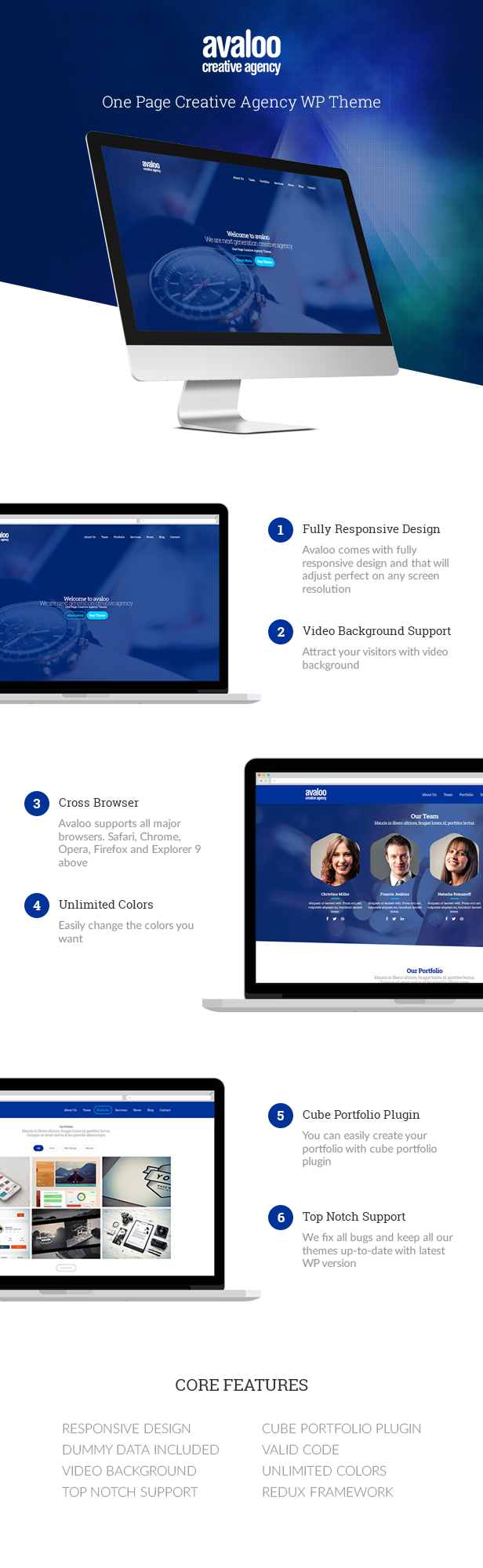 avaloo – One Page Creative Agency WP Theme